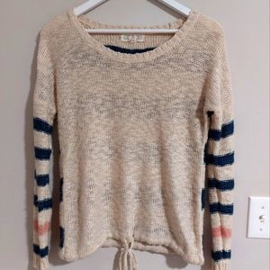 Pink Rose sweater with drawstring bottom